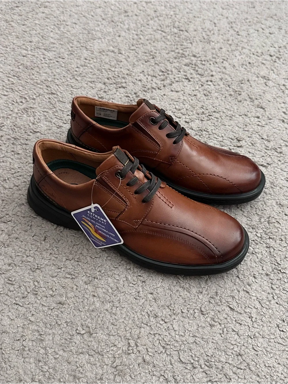 Clarks Gessler Lace-Up Derby Dark tan Leather Mens 9